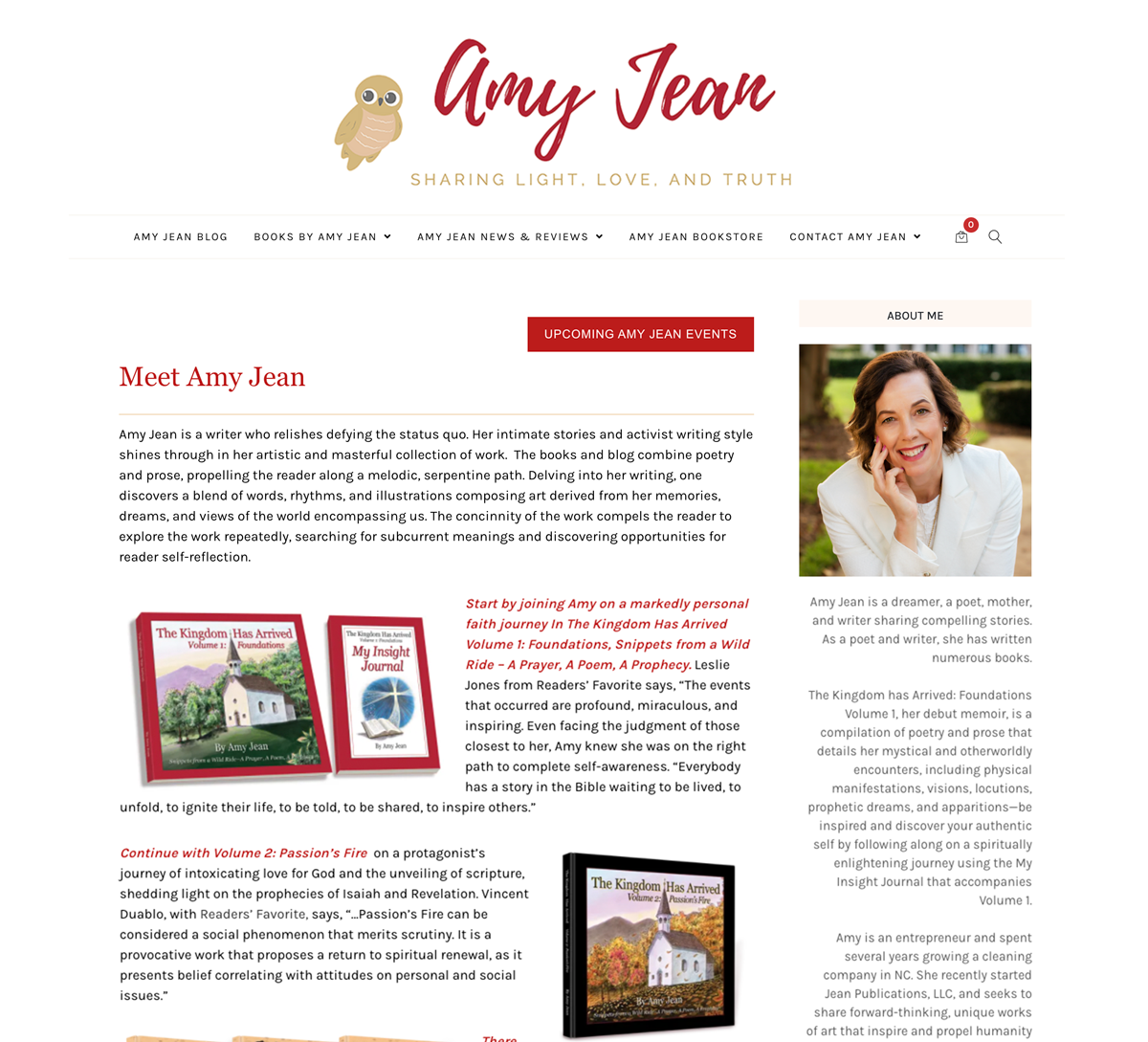 Web Design, Book Design and Illustrations for Author Amy Jean by Eric Savage of Savage Creative